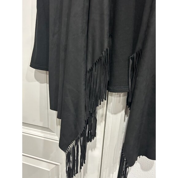 Anne French Womens Black Fringe Open Cardigan Sz XL - Picture 4 of 9
